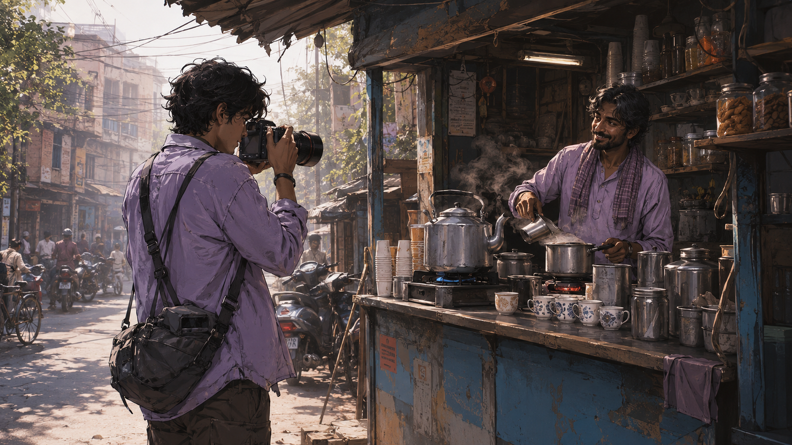 Behind-the-scenes photo from a Swadharma Creations shoot.